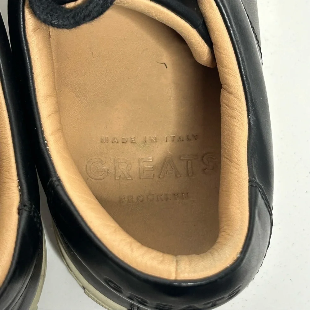 Greats Brooklyn Court Sneaker in Black Dark Shadow Leather